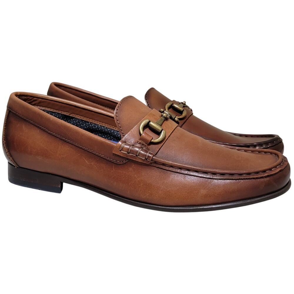 Vince Camuto Men Caelan Slip On Horsebit Loafer Sz US 11M Cognac Shihara Leather